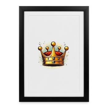 Explosion pop art de la couronne d’or - Affiche encadrée (27 × 37 cm) - noir - Devant