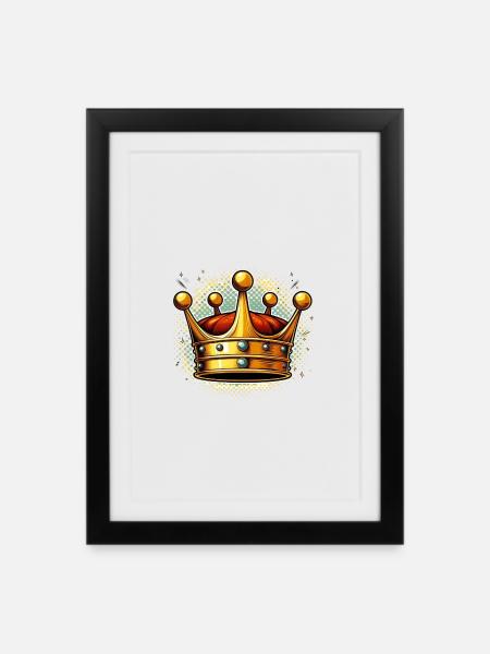 Golden Crown Pop Art Burst - Framed poster (27 × 37 cm) - black