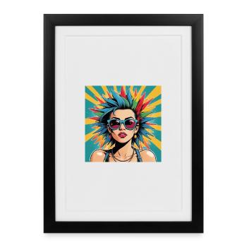 Punk Fille Nancy Avec Lunettes de soleil Rock HipHop Musique - Affiche encadrée (27 × 37 cm) - noir - Devant