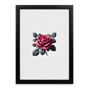 Rose rouge - Affiche encadrée (27 × 37 cm) - noir - Devant