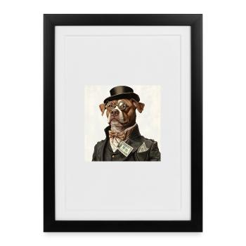Chien aristocrate en costume - Affiche encadrée (27 × 37 cm) - noir - Devant