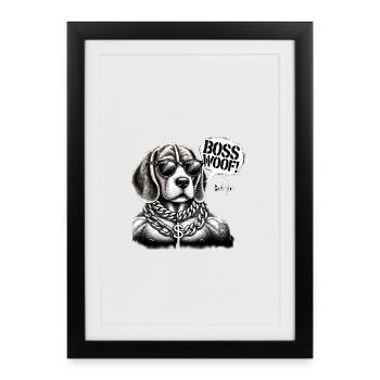Chien Collier en Or Bosswoof - Affiche encadrée (27 × 37 cm) - noir - Devant