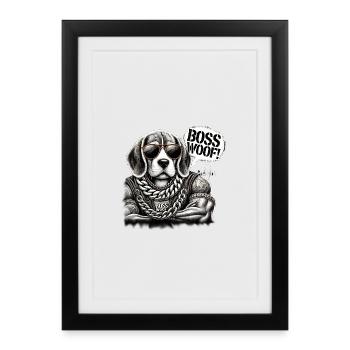 Woof Beagle HipHop Necklaces - Framed poster (27 × 37 cm) - black - Front