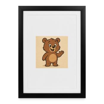 Ours mignon - Affiche encadrée (27 × 37 cm) - noir - Devant