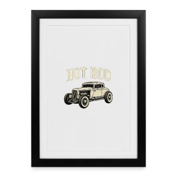 Voiture classique Hot Rod - Affiche encadrée (27 × 37 cm) - noir - Devant