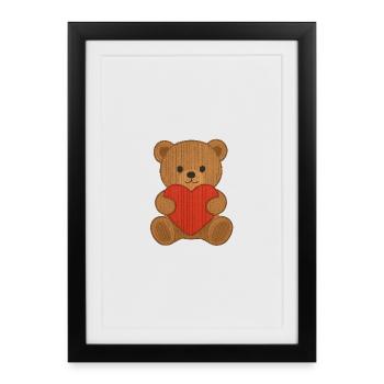 Ours en peluche avec coeur - Affiche encadrée (27 × 37 cm) - noir - Devant