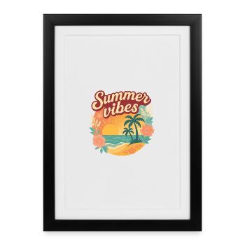 Summer Vibes,Chemise d’été - Affiche encadrée (27 × 37 cm) - noir - Devant