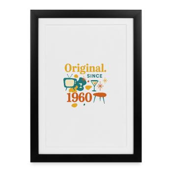 Langue source. Depuis 1960 – Design rétro Année de naissance - Affiche encadrée (27 × 37 cm) - noir - Devant