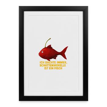 Fish morello cherries - Framed poster (27 × 37 cm) - black - Front