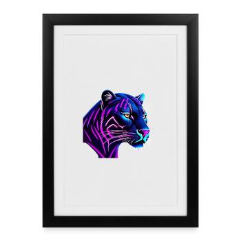 Panther in neon colors - Framed poster (27 × 37 cm) - black - Front