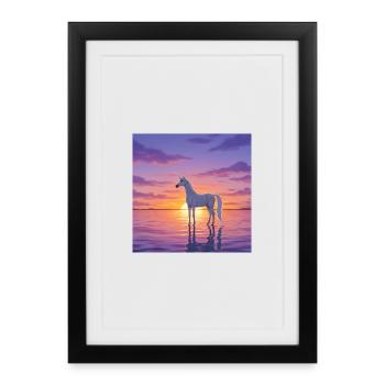 Unicorn figure in sunset - Framed poster (27 × 37 cm) - black - Front