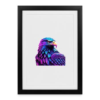 Aigle lumineux avec dégradé - Affiche encadrée (27 × 37 cm) - noir - Devant