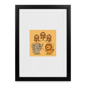 Happy jungle friends - Framed poster (27 × 37 cm) - black - Front