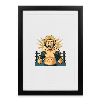 Combative boxing hero comic style - Framed poster (27 × 37 cm) - black - Front