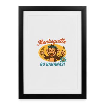 Singe - Monkeyville - Affiche encadrée (27 × 37 cm) - noir - Devant