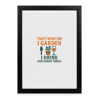 Je jardine, je bois – Jardiner avec style - Affiche encadrée (27 × 37 cm) - noir - Devant