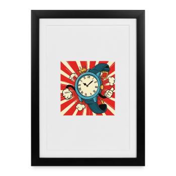 Clock chaos design - Framed poster (27 × 37 cm) - black - Front
