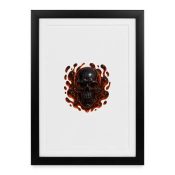 Flaming skull - Framed poster (27 × 37 cm) - black - Front