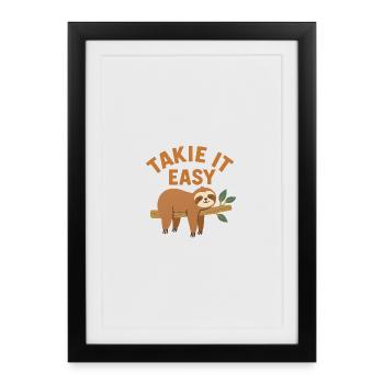 Take It Easy – Relax Like a Sloth - Framed poster (27 × 37 cm) - black - Front
