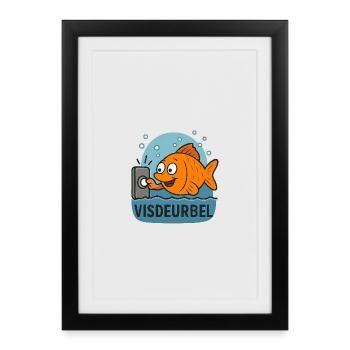 Angeln Spaß Fisch Türklingel Cartoon Design - Gerahmtes Poster (27 × 37 cm) - Schwarz - Vorne