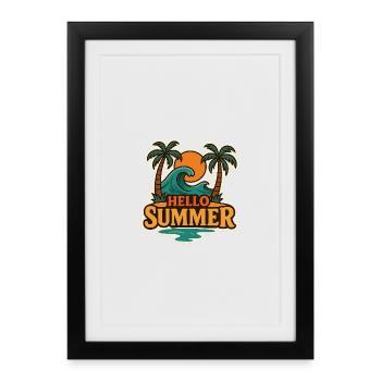 Bonjour insigne Vague Tropicale d’Été - Affiche encadrée (27 × 37 cm) - noir - Devant