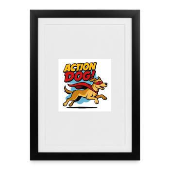 Action Hund Superheld - Gerahmtes Poster (27 × 37 cm) - Schwarz - Vorne