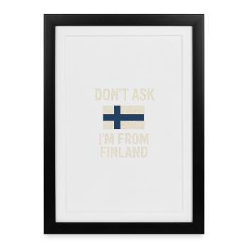 Drapeau finlandais. Ne demandez pas - Affiche encadrée (27 × 37 cm) - noir - Devant