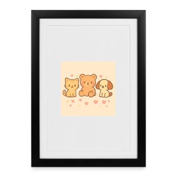 Dessin de bande dessinée mignon. - Affiche encadrée (27 × 37 cm) - noir - Devant