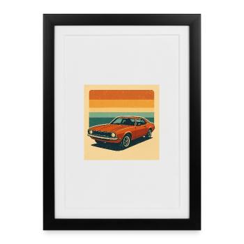 Muscle Car Vintage Design Rétro - Affiche encadrée (27 × 37 cm) - noir - Devant