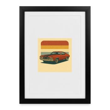 Vintage Muscle Car Retro Design - Framed poster (27 × 37 cm) - black - Front