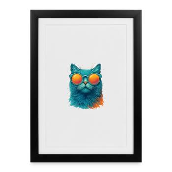 Cool Cat in Sunglasses - Framed poster (27 × 37 cm) - black - Front