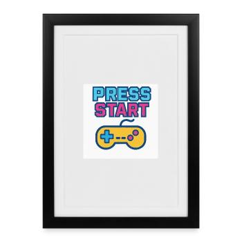Appuyez sur Démarrer Gaming Graphics Vintage - Affiche encadrée (27 × 37 cm) - noir - Devant