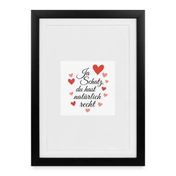 Love message with heart motifs - Framed poster (27 × 37 cm) - black - Front