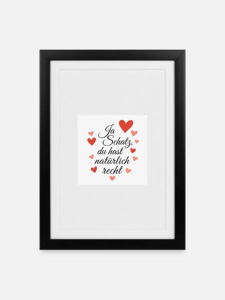 Love message with heart motifs - Framed poster (27 × 37 cm) - black
