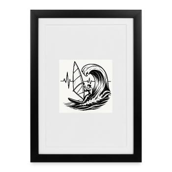 Surfeur - Affiche encadrée (27 × 37 cm) - noir - Devant