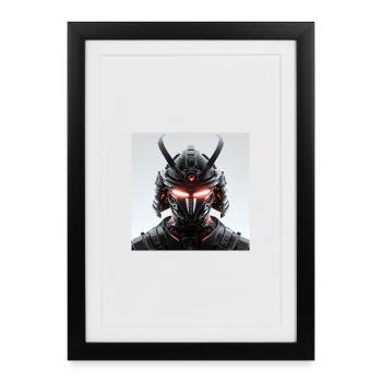 Maskerade Futuriste de Samouraï Numérique - Affiche encadrée (27 × 37 cm) - noir - Devant
