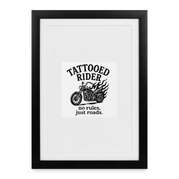 Conception de moto de pilote tatoué - Affiche encadrée (27 × 37 cm) - noir - Devant