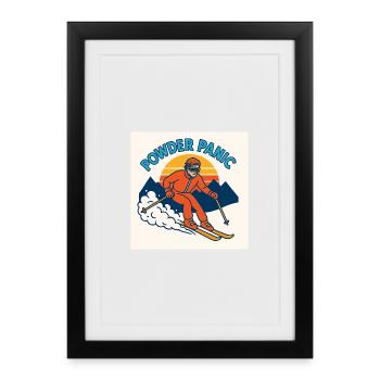 Powder Panic Retro Ski - Affiche encadrée (27 × 37 cm) - noir - Devant