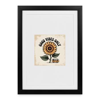 Fleur de tournesol avec un message positif - Affiche encadrée (27 × 37 cm) - noir - Devant