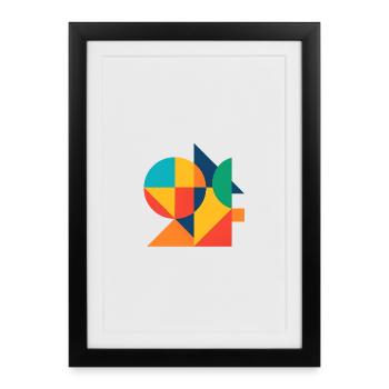 Art abstrait géométrique de la couleur - Affiche encadrée (27 × 37 cm) - noir - Devant