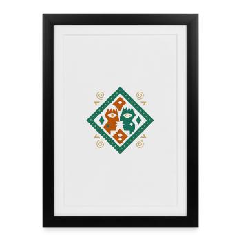 Tribal Faces Art - Affiche encadrée (27 × 37 cm) - noir - Devant