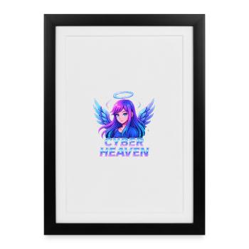 Cyber Heaven Angel Illustration - Affiche encadrée (27 × 37 cm) - noir - Devant