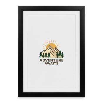 Motif de la nature d’aventure avec des montagnes et du soleil - Affiche encadrée (27 × 37 cm) - noir - Devant
