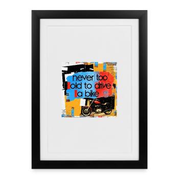 Life motto with motorcycle art - Framed poster (27 × 37 cm) - black - Front
