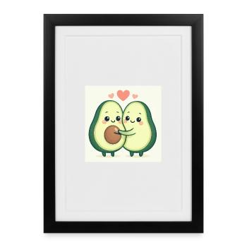 Kuschelige Avocado-Liebesgeschichte I Avocado Love - Gerahmtes Poster (27 × 37 cm) - Schwarz - Vorne