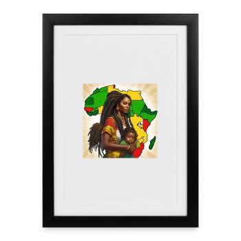 Fille et femme africaines en alliance culturelle - Affiche encadrée (27 × 37 cm) - noir - Devant
