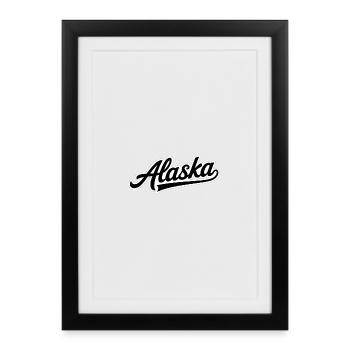 Alaska - Souvenir USA State Design - Affiche encadrée (27 × 37 cm) - noir - Devant