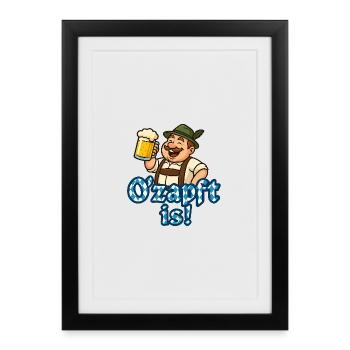 O'zapft is Volksfest, Lustiges Bayern & Bier Shirt - Framed poster (27 × 37 cm) - black - Front