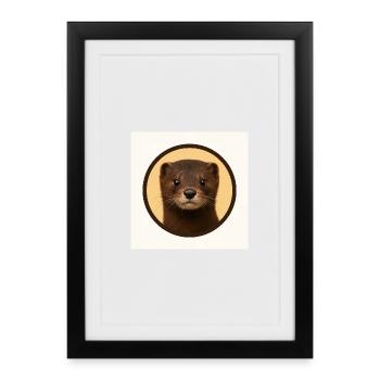 Cute Brown Bear in Circle - Framed poster (27 × 37 cm) - black - Front