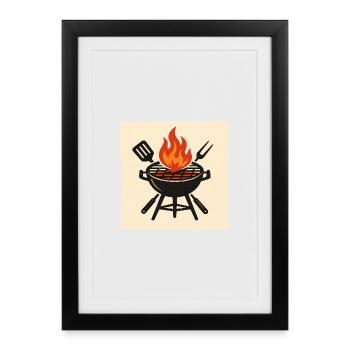 Fiery barbecue evening - Framed poster (27 × 37 cm) - black - Front